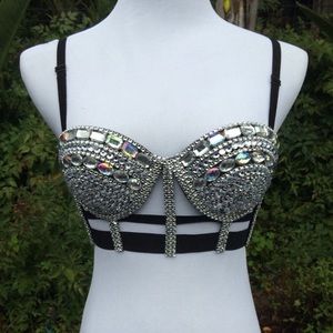 Diamond Caged Strapless Rave Bra